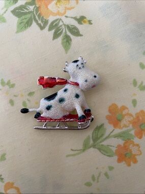 Holiday Cow Brooch